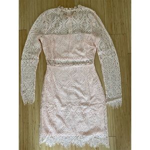 Lulus Blush Pink Lace Long Sleeve Dress